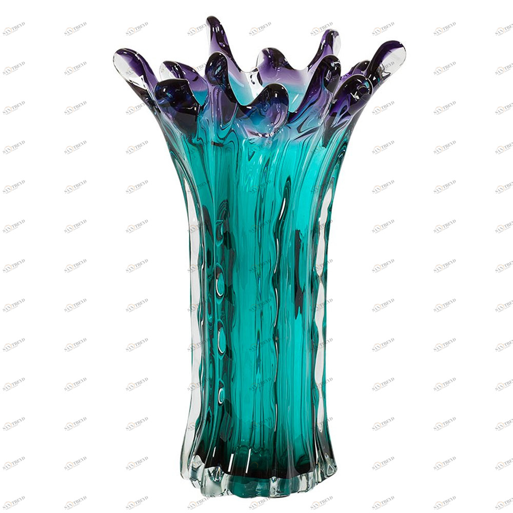 Ваза стеклянная фигурная голубая 34 см от Garda Decor GARDA DECOR ДИЗАЙНЕРСКИЕ 033958 Голубой 