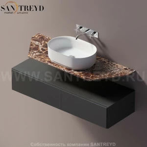 Agape ELL Подвесная столешница с возможностью установки 1-2 раковины. Размер: длина от 140 см до 160 см. Отделка: коричневый мрамор AELLN1MAA1416DD