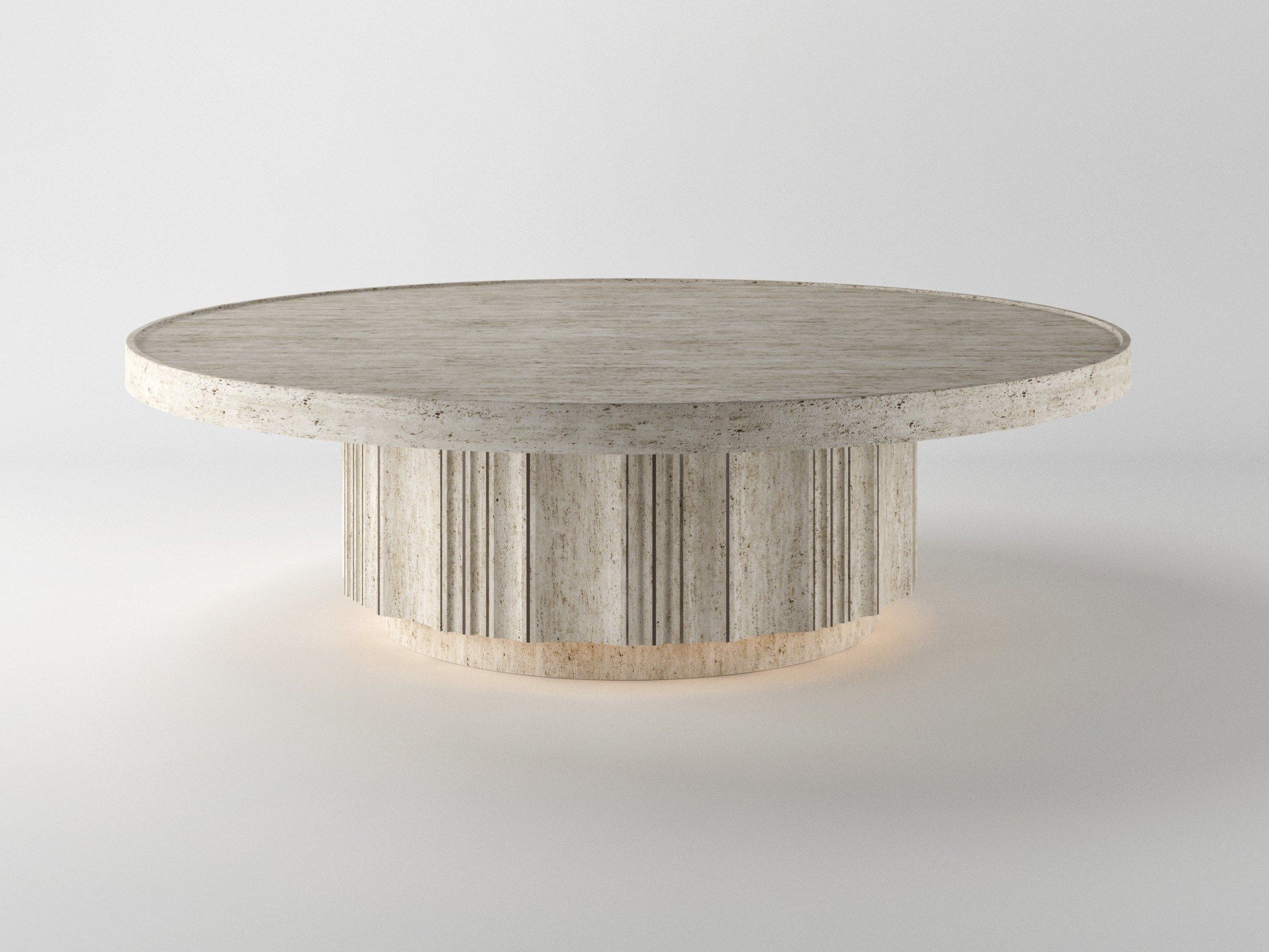 Травертин круглый низкий журнальный столик Davani Purity ARCH-00088427