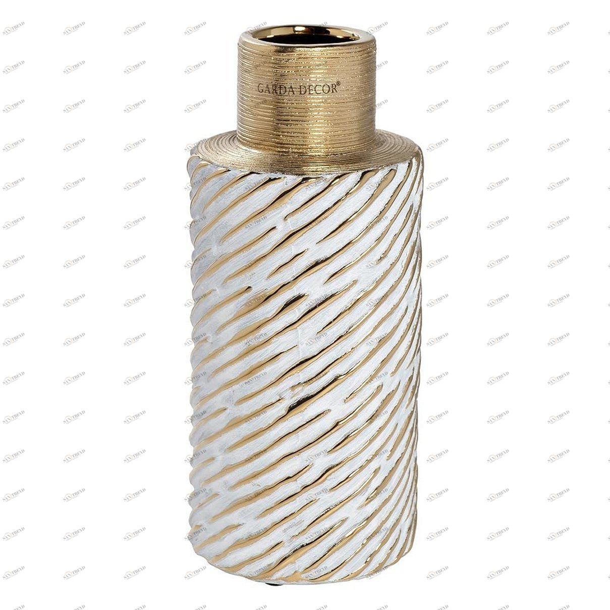 Ваза керамическая белая с золотом 22 см GARDA DECOR - 00-3830419 Белый 