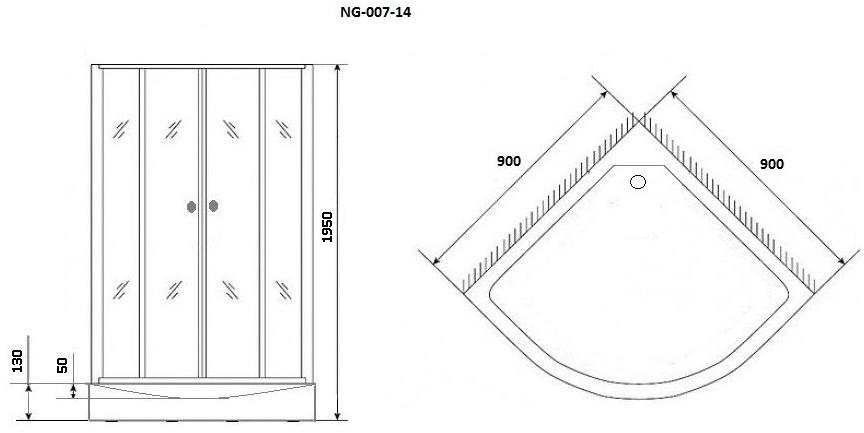 Душ. уголок NG- 007-14BLACK (900х900х1950) низкий поддон(13см) стекло МОЗАИКА 2 места Niagara ECO 0071452B - Вид №2