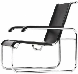 Thonet Кожаное кресло с салазками и подлокотниками S 35