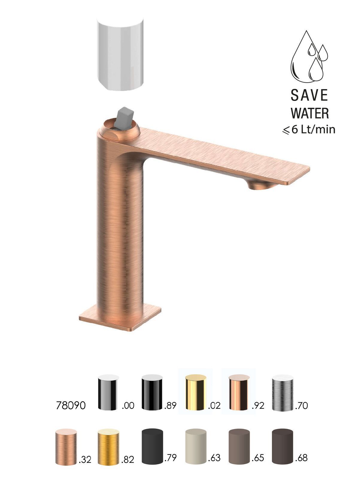 Однорычажный смеситель для раковины с автоматическим сливом Rubinetterie Frattini Narciso S ARCH-00043114 - Вид №3