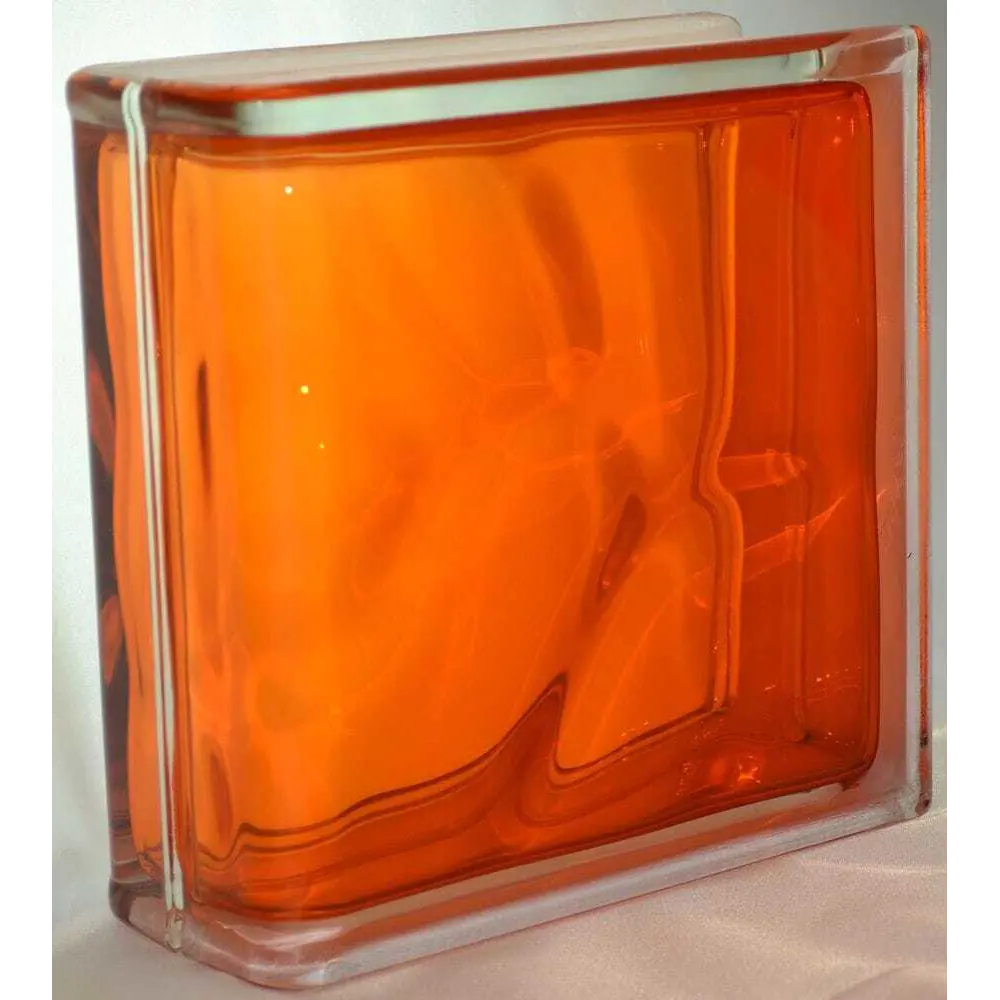 Стеклоблок Vitrablock Волна окрашенный внутри торцевой цвет оранжевый STLM-2168723