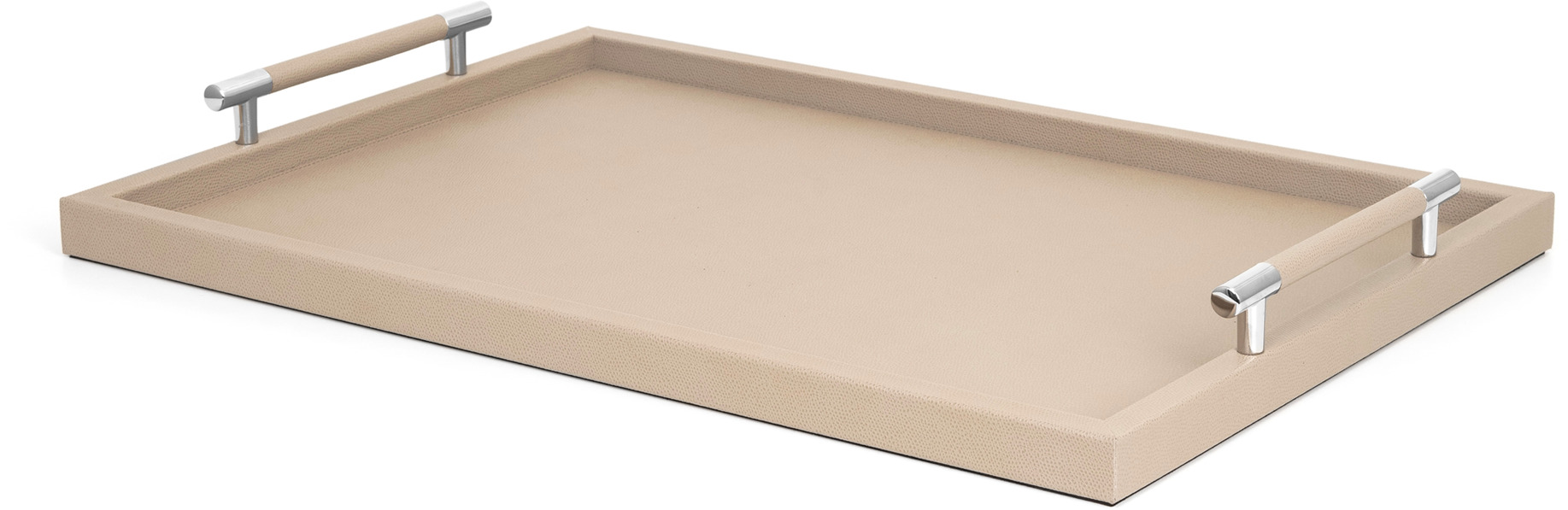 Поднос Дедало - 40X57,5 см / металл-финиш_сатин-латунь / зерненая кожа_верблюжий