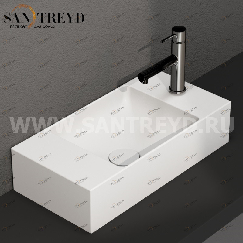 B6R52BO Подвесная раковина настенная прямоугольная Ceramica Globo T-EDGE белая