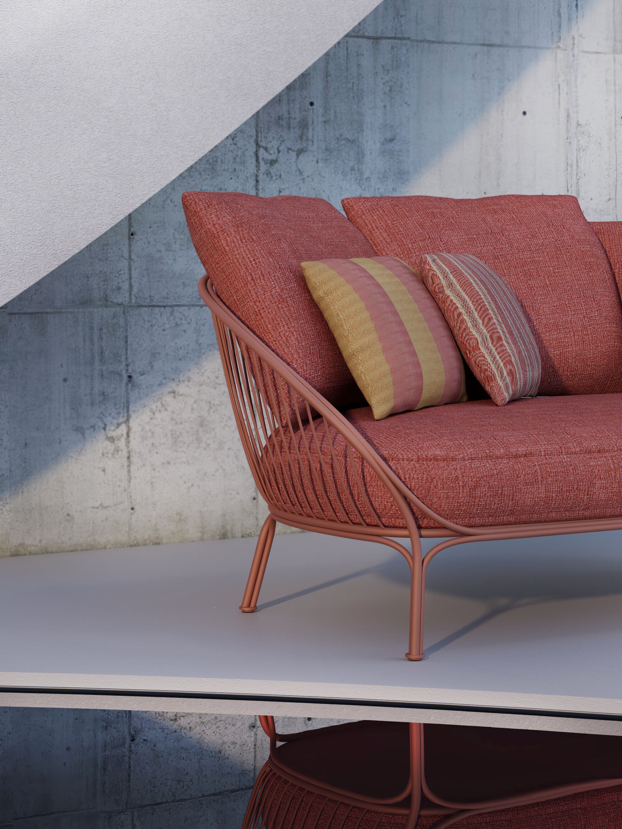 2-местный оцинкованный стальной и тканый садовый диван Kartell Hiray ARCH-00025544 - Вид №3