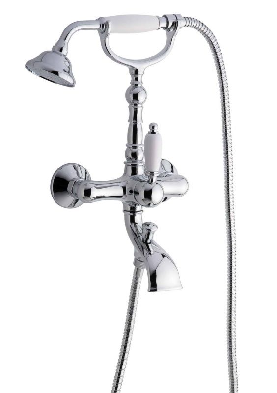 40011BС Смеситель Laguna с ручным душем для ванной, цвет белый-хром EMMEVI