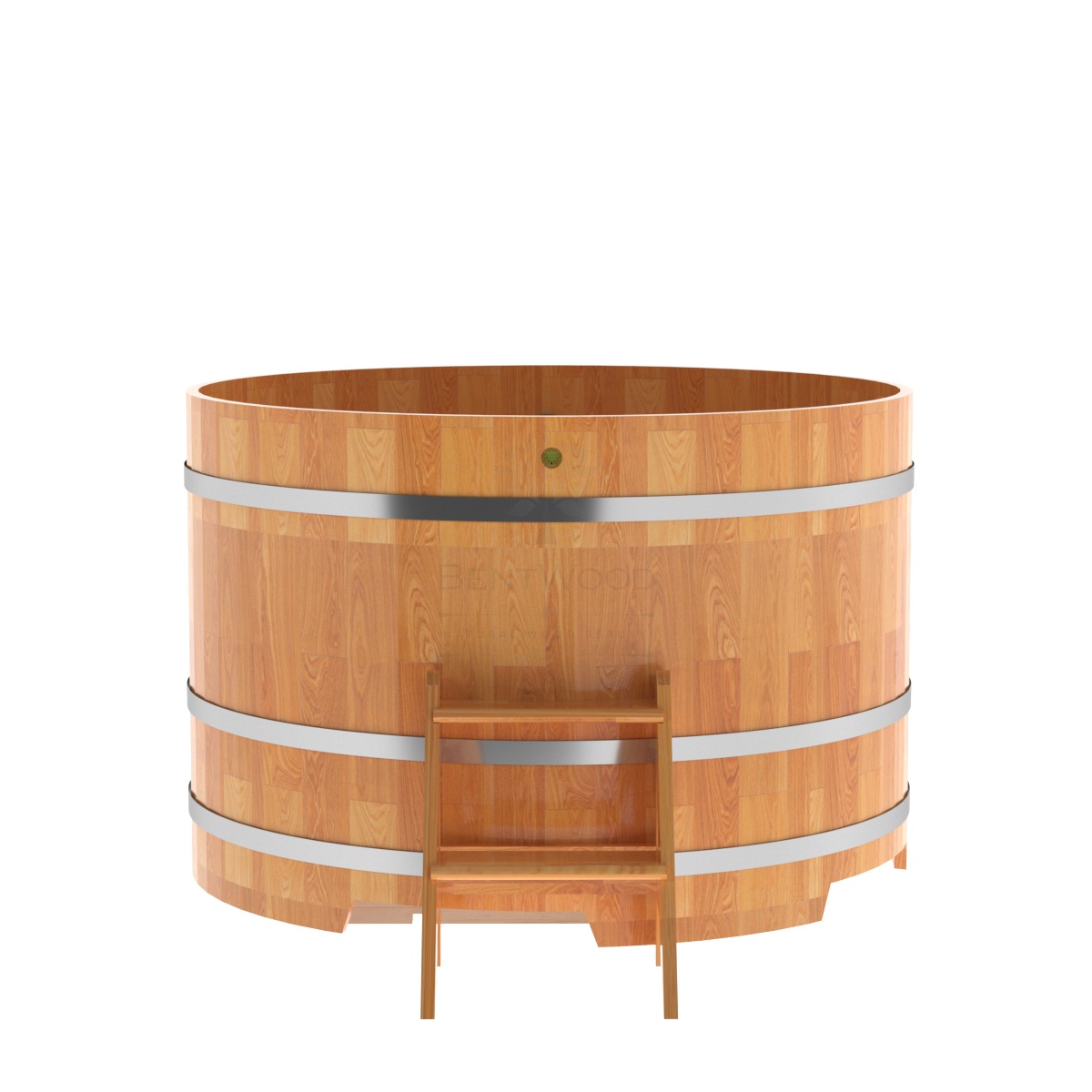 1519 Купель круглая из сращенных ламелей лиственницы d=1,50х1,0 натуральная Alyarus  - Вид №3