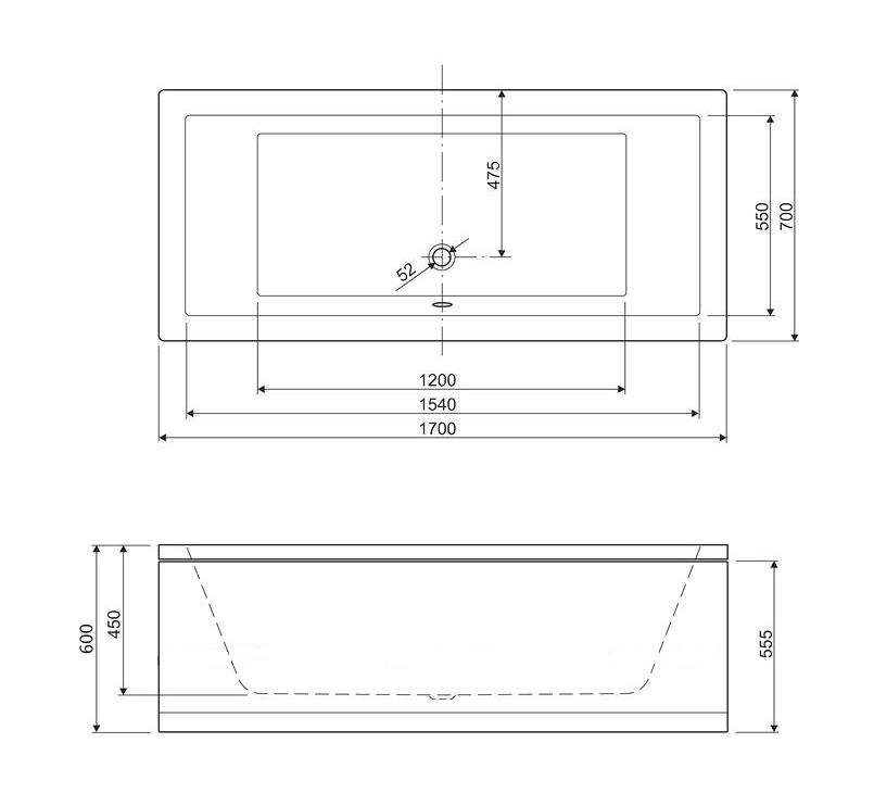 Акриловая ванна CEZARES PLANE-170-70-45  - Вид №3
