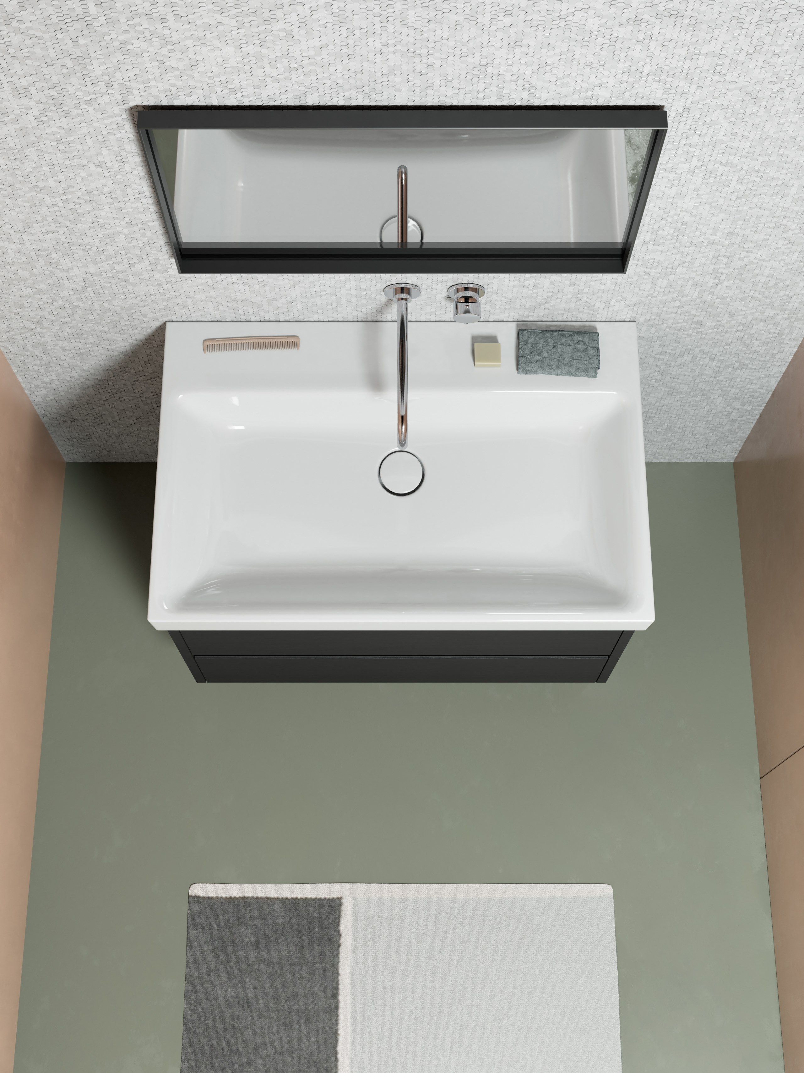 Керамическая прямоугольная раковина с держателем для полотенец GSI ceramica Nubes ARCH-00027898 - Вид №2