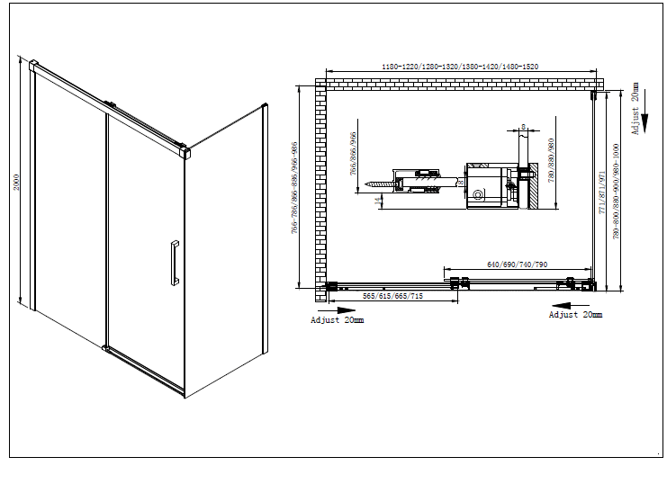 Душевая дверь в нишу CEZARES PREMIER-SOFT-W-BF-1-150-C-Cr-IV  - Вид №4