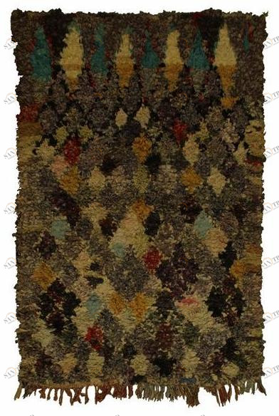 AFOLKI Прямоугольный шерстяной коврик с длинным ворсом и узором Boucherouite Taa1037be