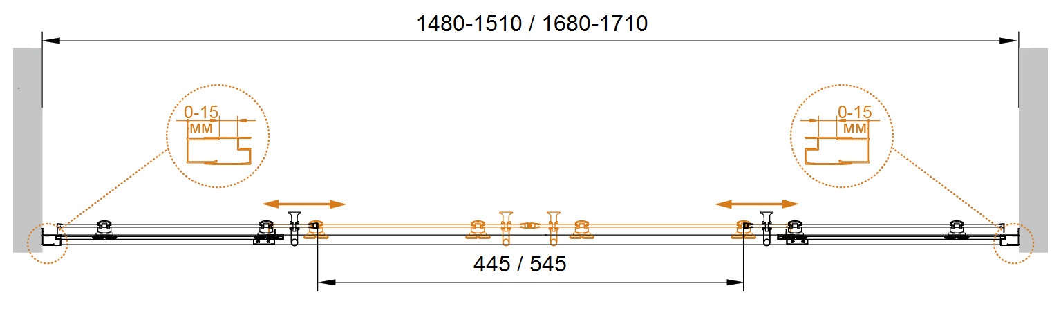 ECO-O-VF-2-170/145-C-Cr Душевое ограждения на борт вынны Cezares Китай - Вид №1