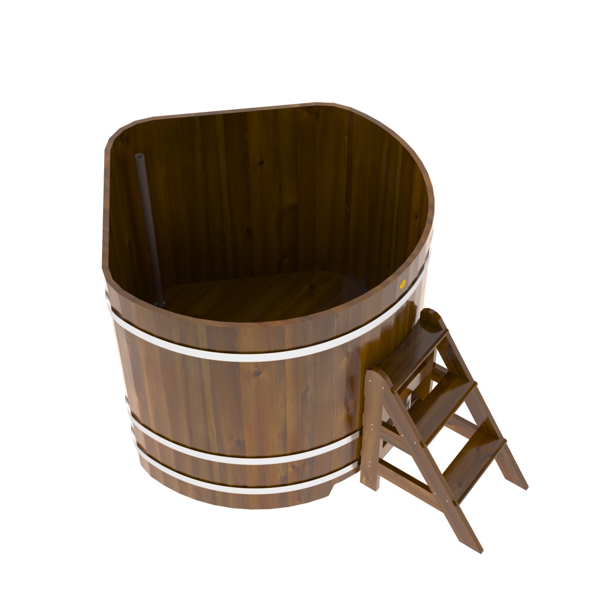 2323 Купель угловая из лиственницы Рустик 1,37х1,37х1,2 морёная Alyarus  - Вид №2