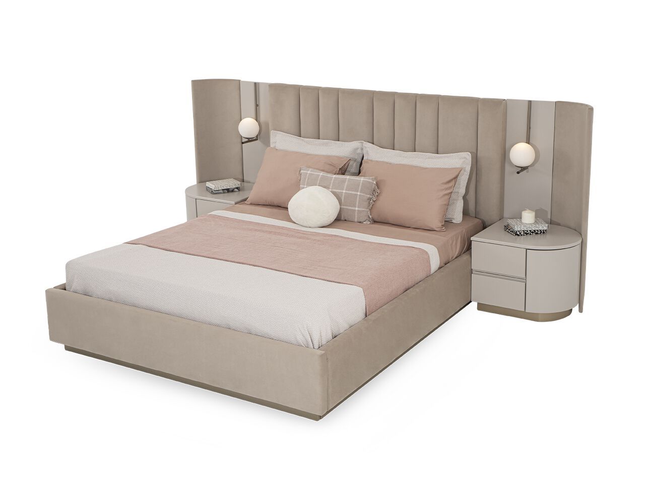 Двуспальная кровать для хранения ткани со встроенным освещением NDESIGN румяна ARCH-00117053 - Вид №1