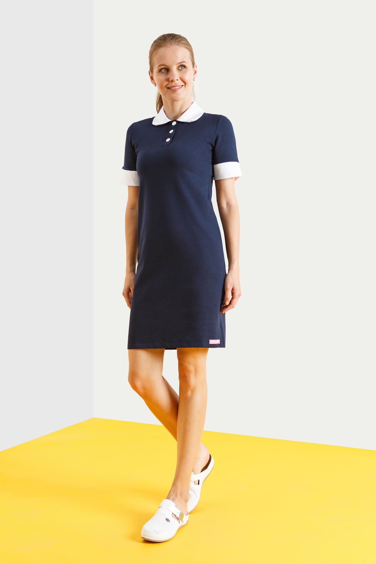 64656 Платье-поло трикотажное цвет NAVY (темно-синий) GRACE  Одежда для обслуживающего персонала  размер 42 (XS)  - Вид №2