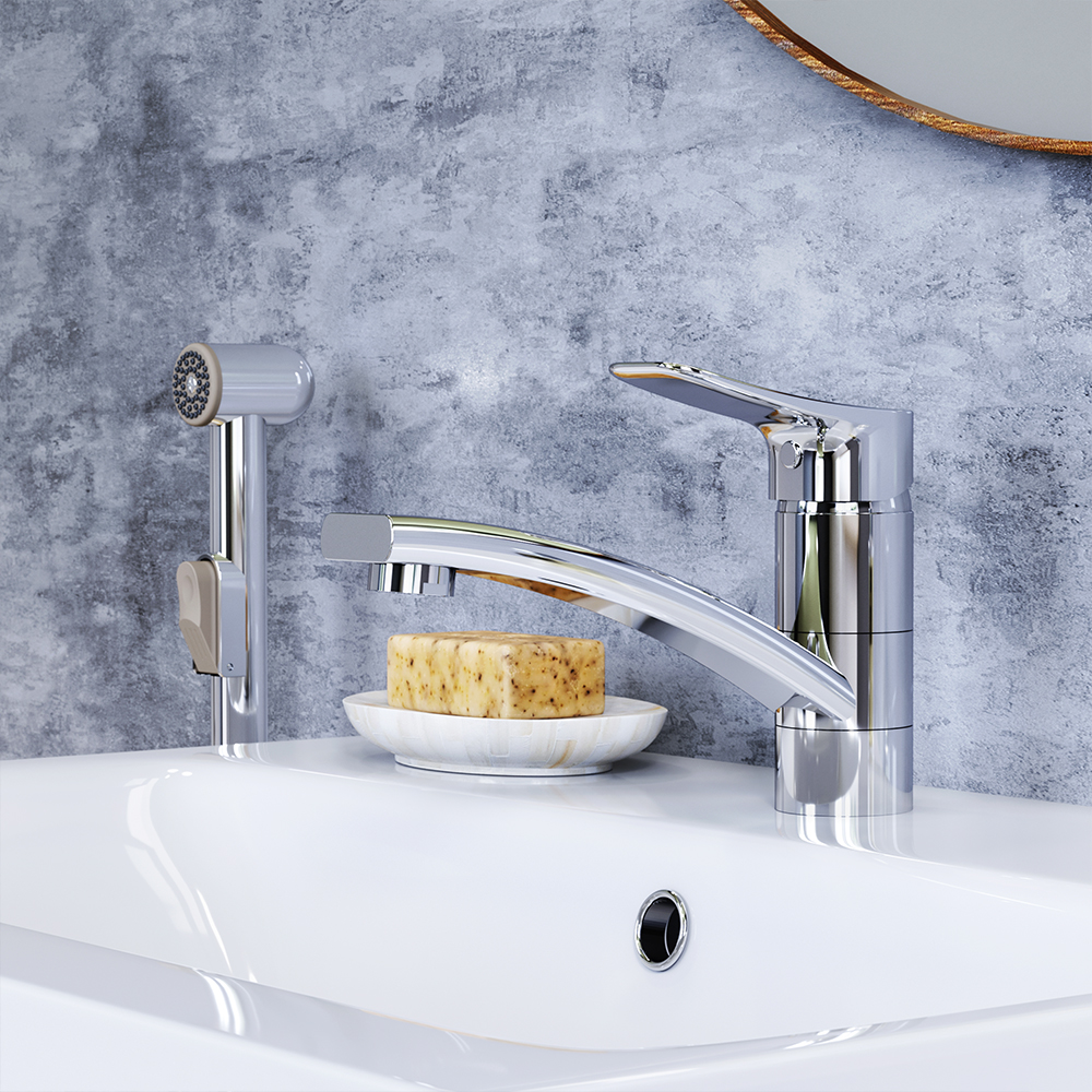 770230000 смеситель с поворотным изливом и гиг. душем Damixa Origin Bit  - Вид №1