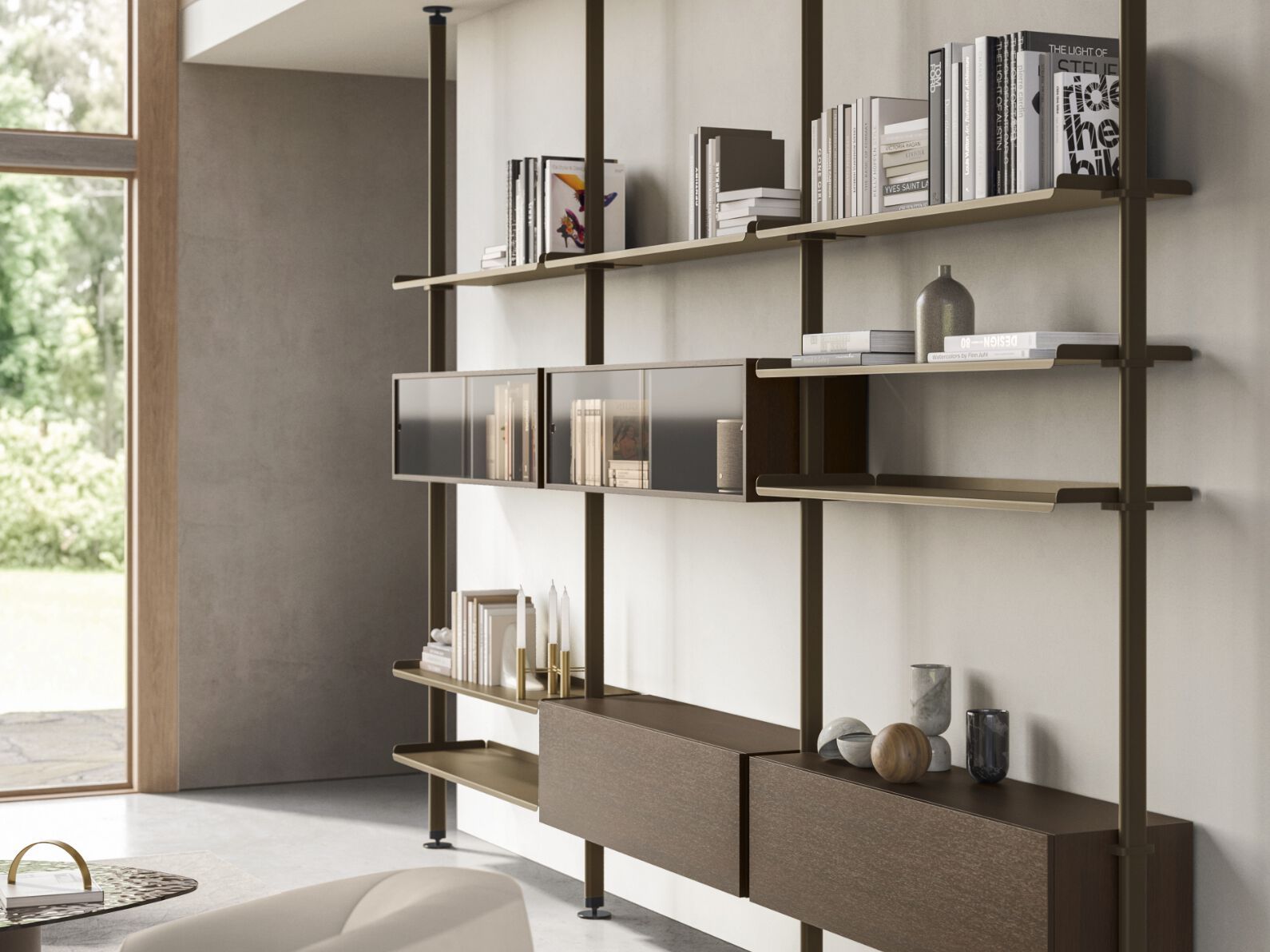 Книжный шкаф из листового металла с креплением пол-потолок Calligaris CLUSTER ARCH-00148150 - Вид №3