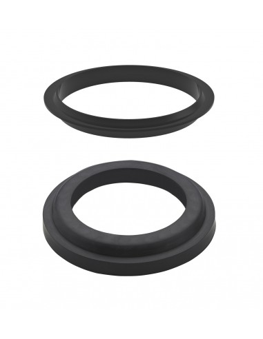 015900 005 00  Комплект из 2 прокладок для сливного отверстия для умывальника из латуни, с 1 манжетным уплотнением и 1 уплотнением для фитинга Valentin Чернить  - Вид №1