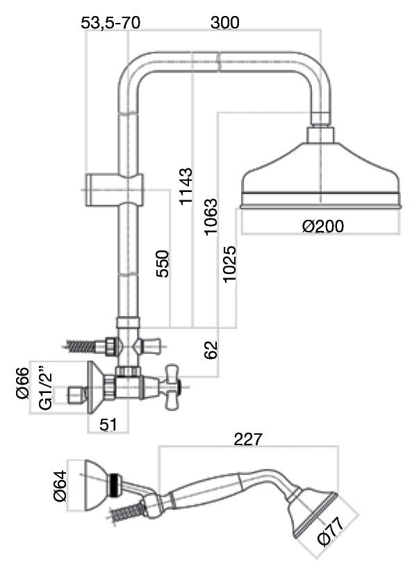 AM760405060 Душевая система , медь Webert Armony - Вид №1
