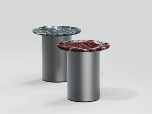 Круглый журнальный столик из мрамора и нержавеющей стали
