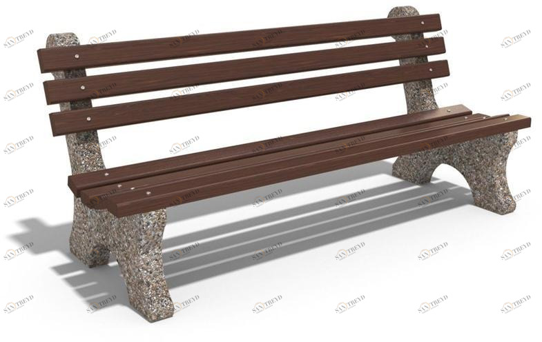 ENCHO ENCHEV - ETE Скамейка из бетона и дерева со спинкой  4 