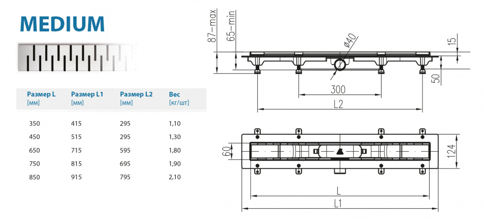 Водоотводящий желоб ALPEN Medium ALP-450M  - Вид №1