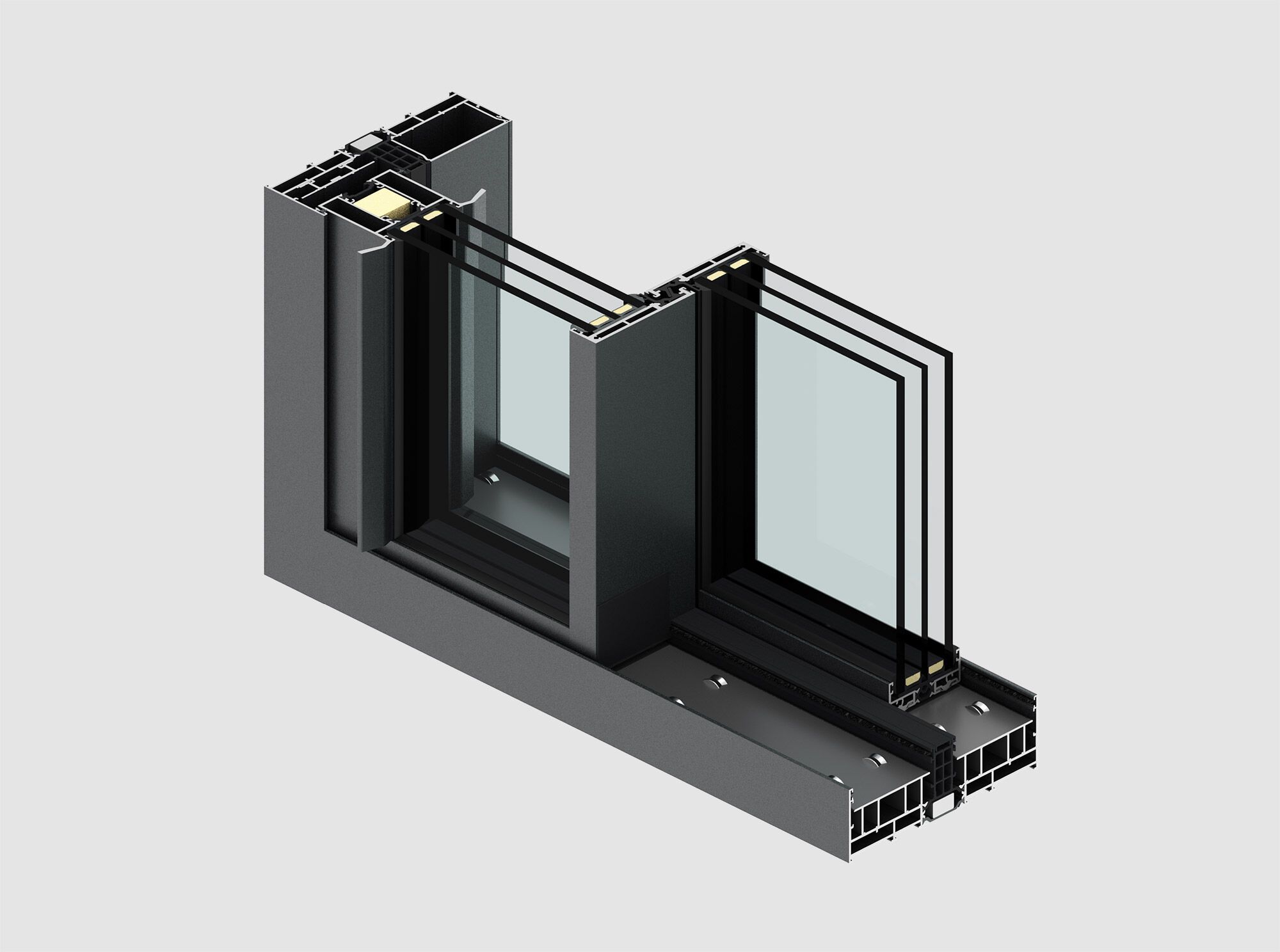 Алюминиевое раздвижное окно QFORT Панорама ARCH-00104061 - Вид №1