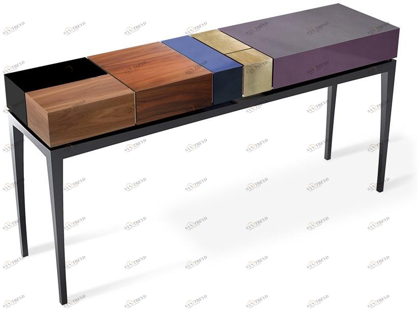 Malabar Прямоугольная консоль из орехового дерева с ящиками Proportion sun-id-1484711