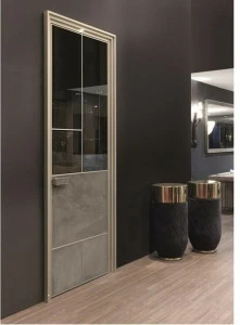 Longhi Распашная дверь из кожи и стекла Aluminiun chic – doors Serie 341