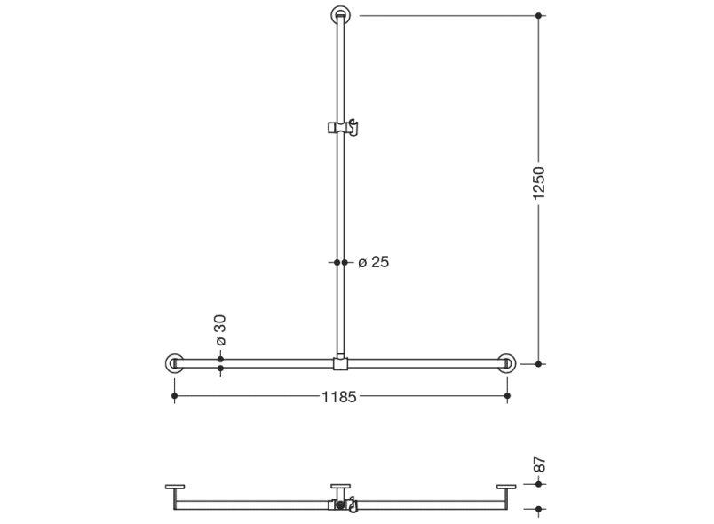 900.35.43240 Поручень для душа с выдвижным держателем для душа HEWI Greifen  - Вид №1
