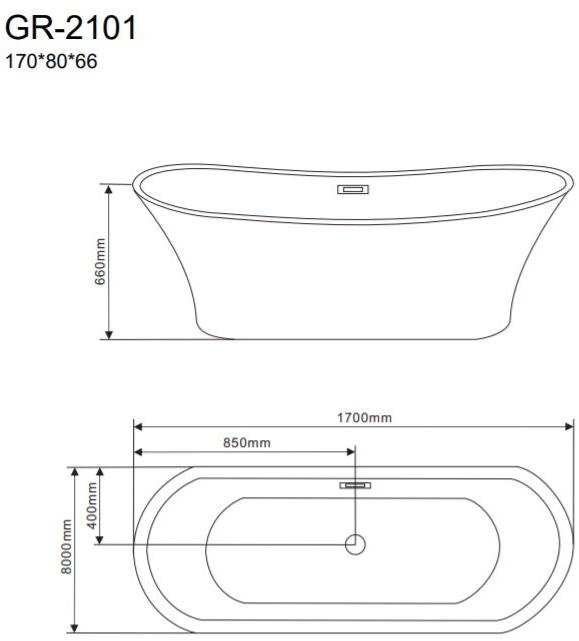 Ванна отдельностоящая GR-2101 (170x80x66) GROSSMAN  - Вид №2
