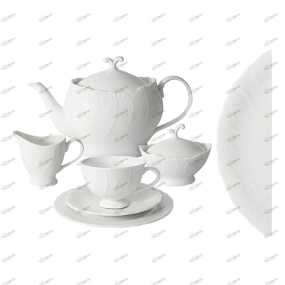 Сервиз чайный фарфоровый белый на 6 персон, 21 предмет "Белый город" ANNA LAFARG EMILY БЕЛЫЙ ГОРОД 00-3946890 Белый 