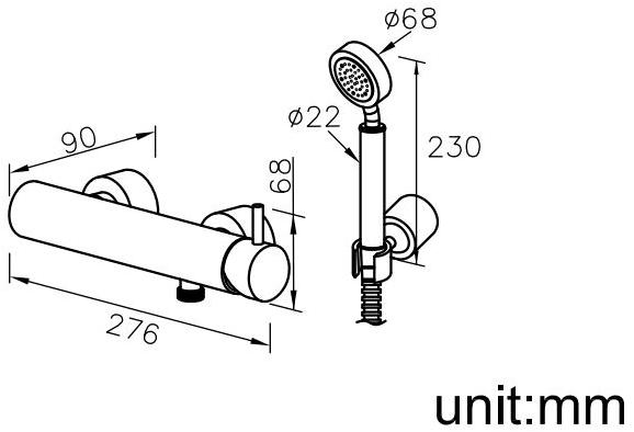 JUSTIME Смеситель для душа из хромированной латуни с ручным душем Still one 6771-93-81cp - Вид №1