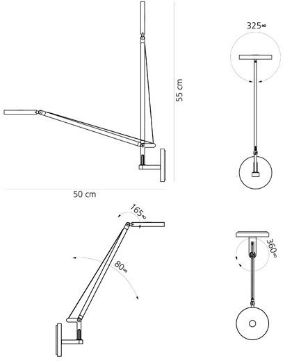 Artemide Настенный светильник прямого света с гибким кронштейном Demetra sun-id-1456007 - Вид №3