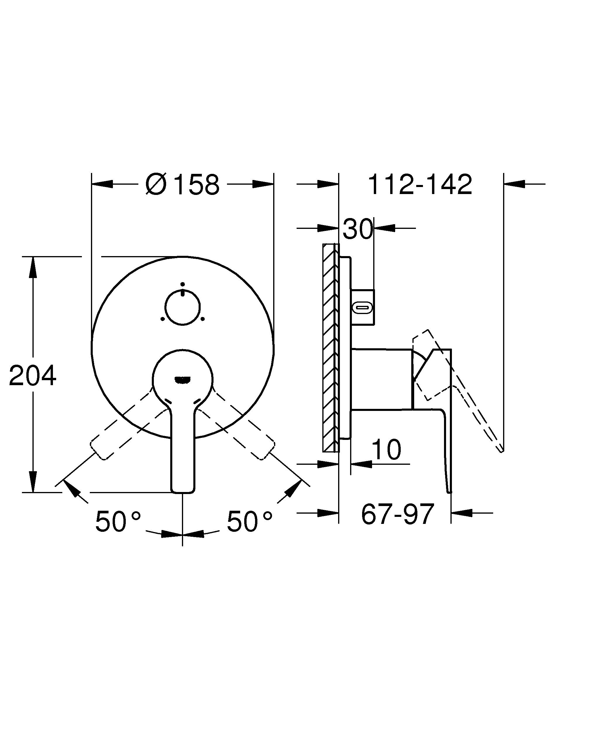 Внешняя часть смесителя для ванны GROHE Lineare New с переключателем на 3 положения, хром (24095001) - Вид №3
