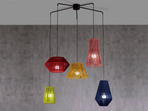 Светодиодный подвесной светильник из веревки и металла