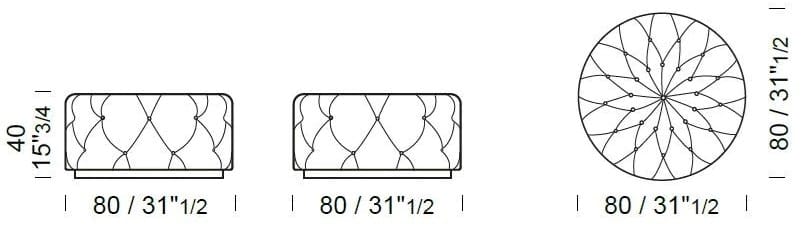 Ткань круглый capitonné пуф Borzalino New Kap ARCH-00102074 - Вид №5