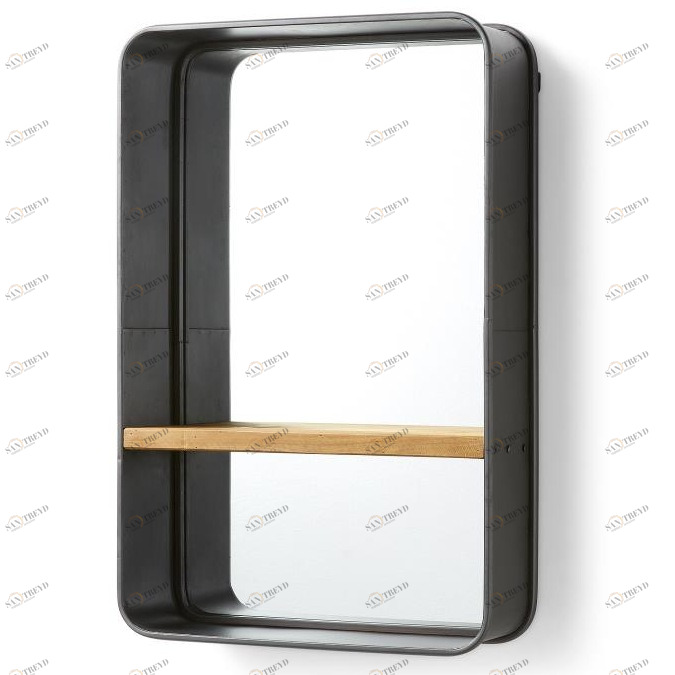 Зеркало с полкой прямоугольное настенное темно-серое Cellini от La Forma LA FORMA CELLINI 342796 Серый 