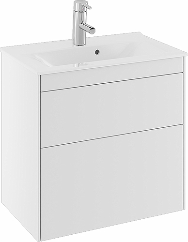 47370 IFO Sense напольная тумба для тонкой раковины с двумя ящиками, компактная, W = 600 мм, W1 = 615 мм, белая - Вид №2