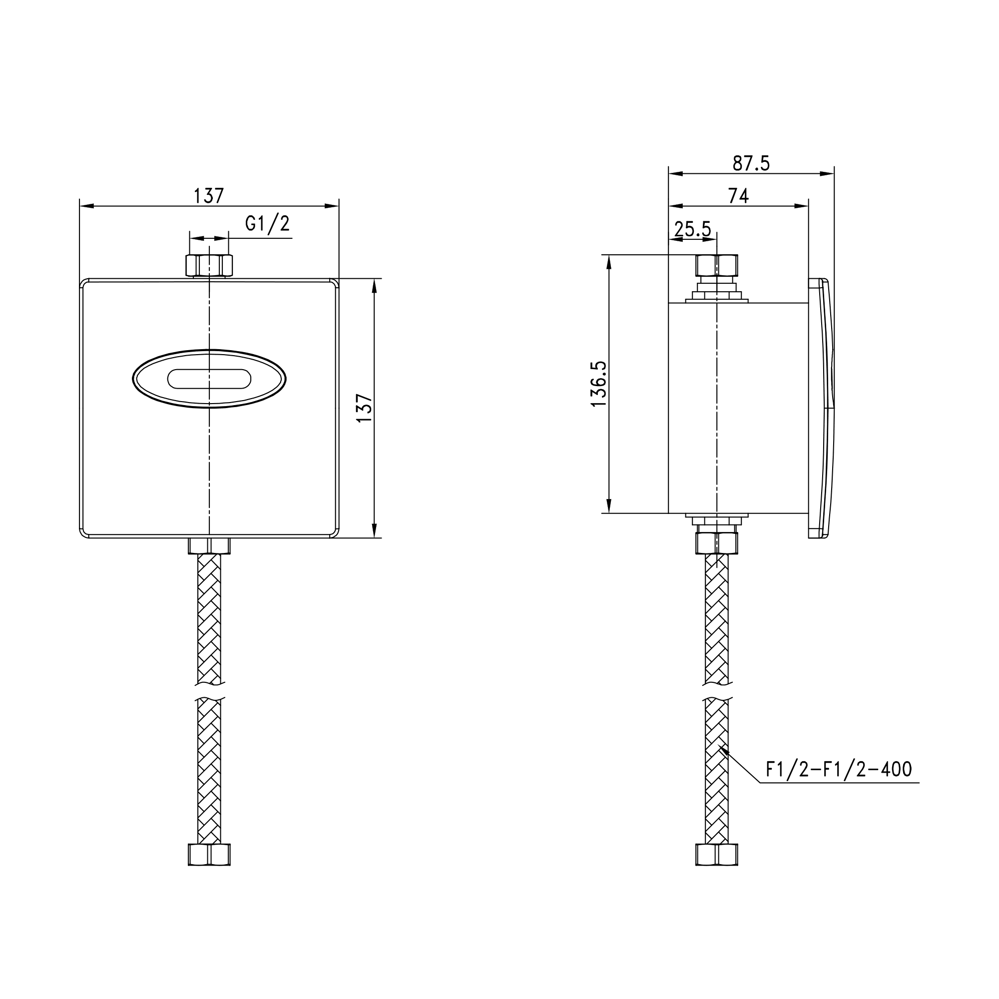 88405903 Смывное устройство для писсуара Lemark LR4657CE сенсорное цвет сталь PROJECT Santreyd - Вид №2