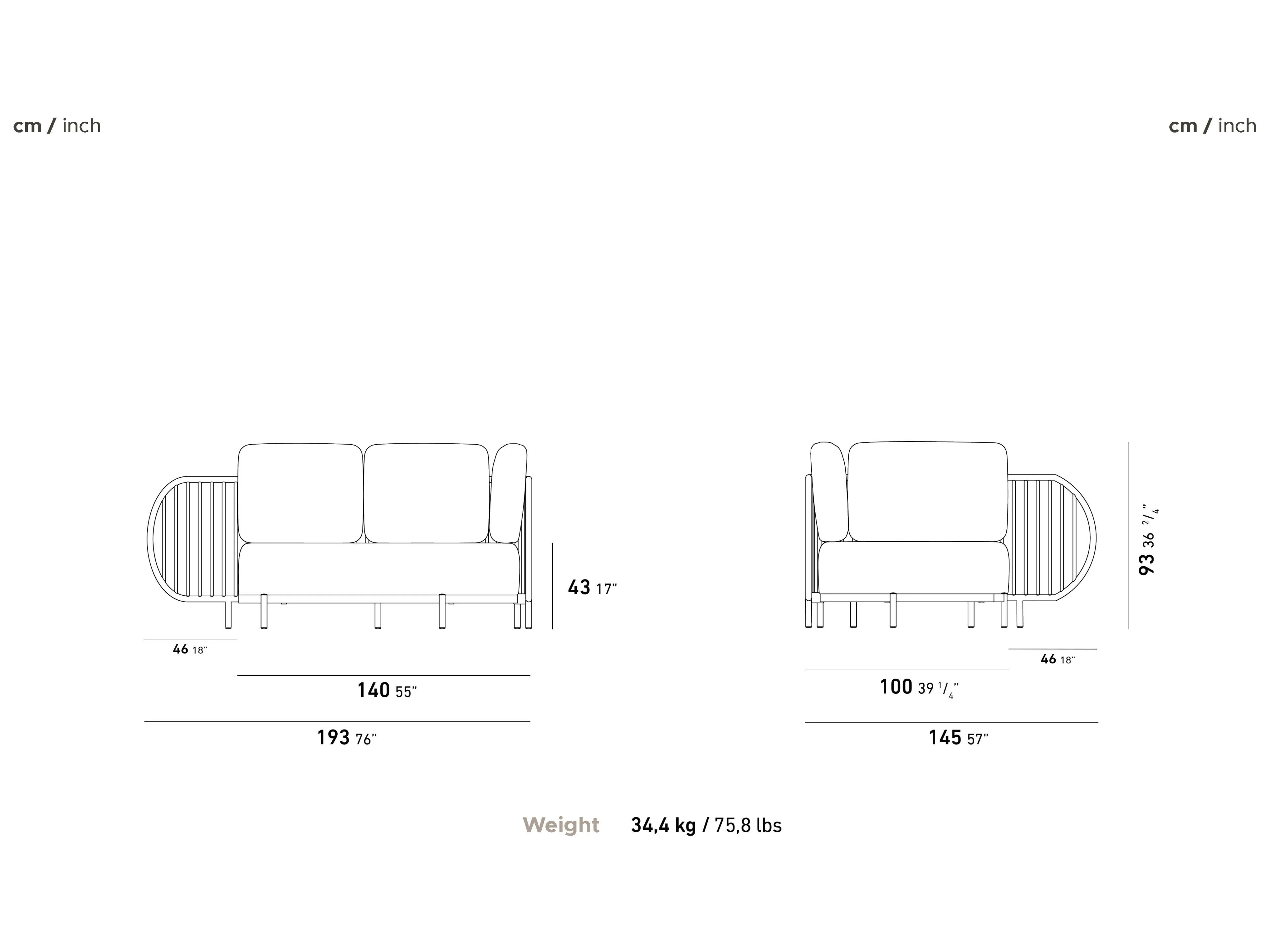 Sunbrella ® 2-местный алюминиевый угловой садовый диван YAAZ Ova ARCH-00097592 - Вид №8