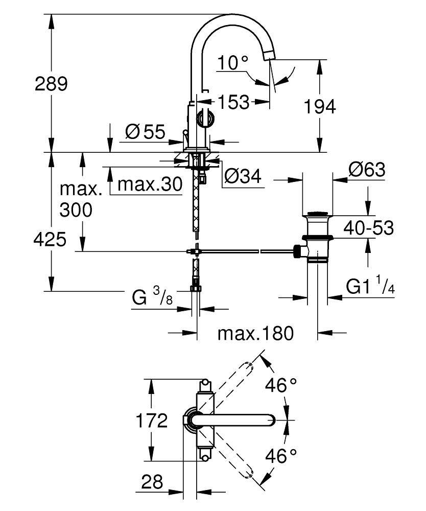 21022000 Смеситель для раковины Grohe Atrio хром - Вид №1