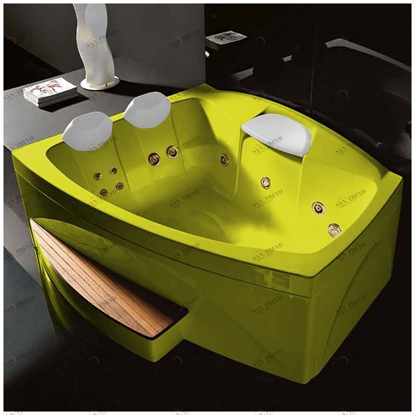 Ванна GRUPPO TREESSE Matrix Slim V763B-ZZ большая с подголовником глубокая с гидромассажем и дезинфекцией жёлтая с золотой фурнитурой STXV763BZZ