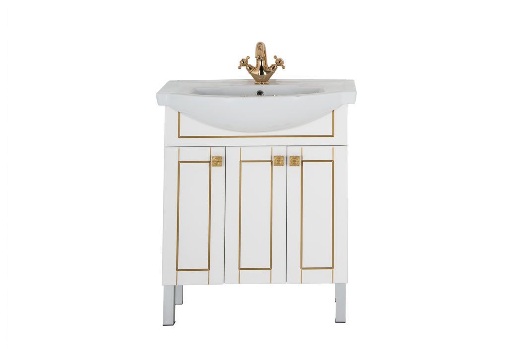 Тумба с раковиной Aquanet Честер 75 белый/золото 0018610000183610 - Вид №2