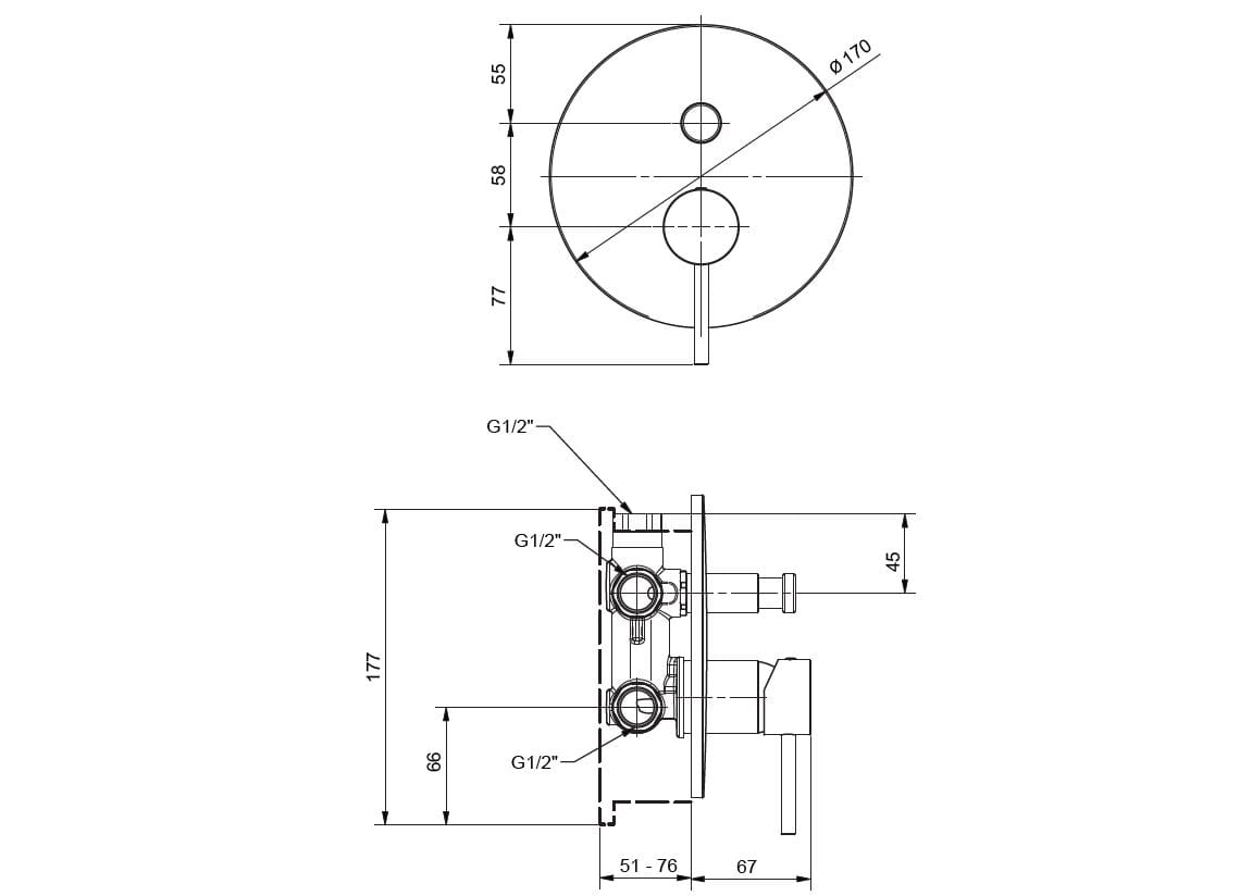 Однорычажный встраиваемый смеситель для душа с переключателем Gaia Mobili Complements ARCH-00074945 - Вид №2