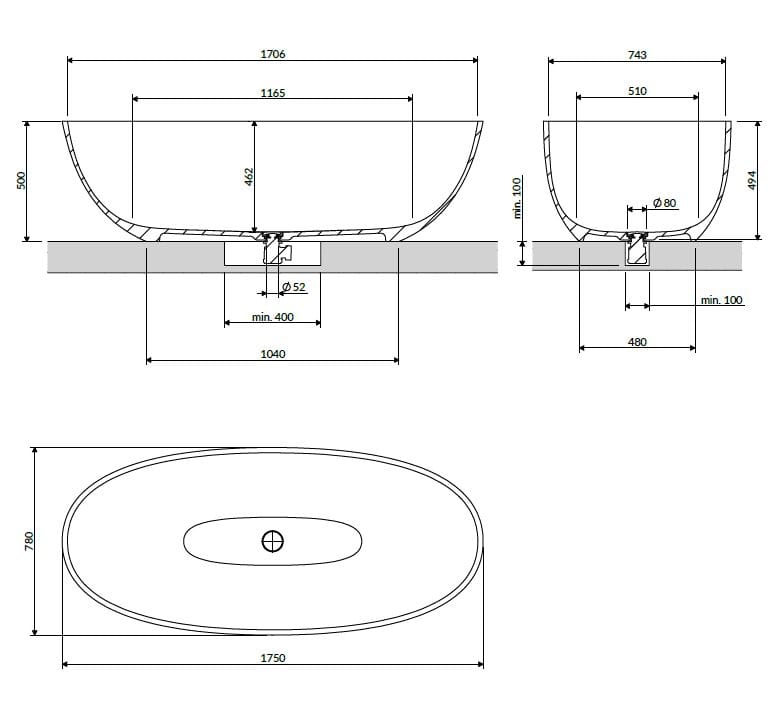Ванна в центре комнаты из композитного материала OMNIRES Shell M+ ARCH-00059195 - Вид №36