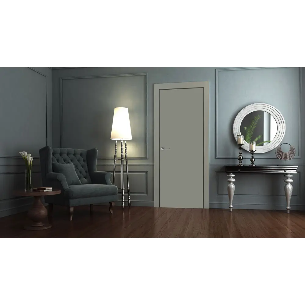 Дверь межкомнатная глухая Этна 80x200 см эмаль цвет грей с замком ПРИНЦИП STLM-2129874 - Вид №5