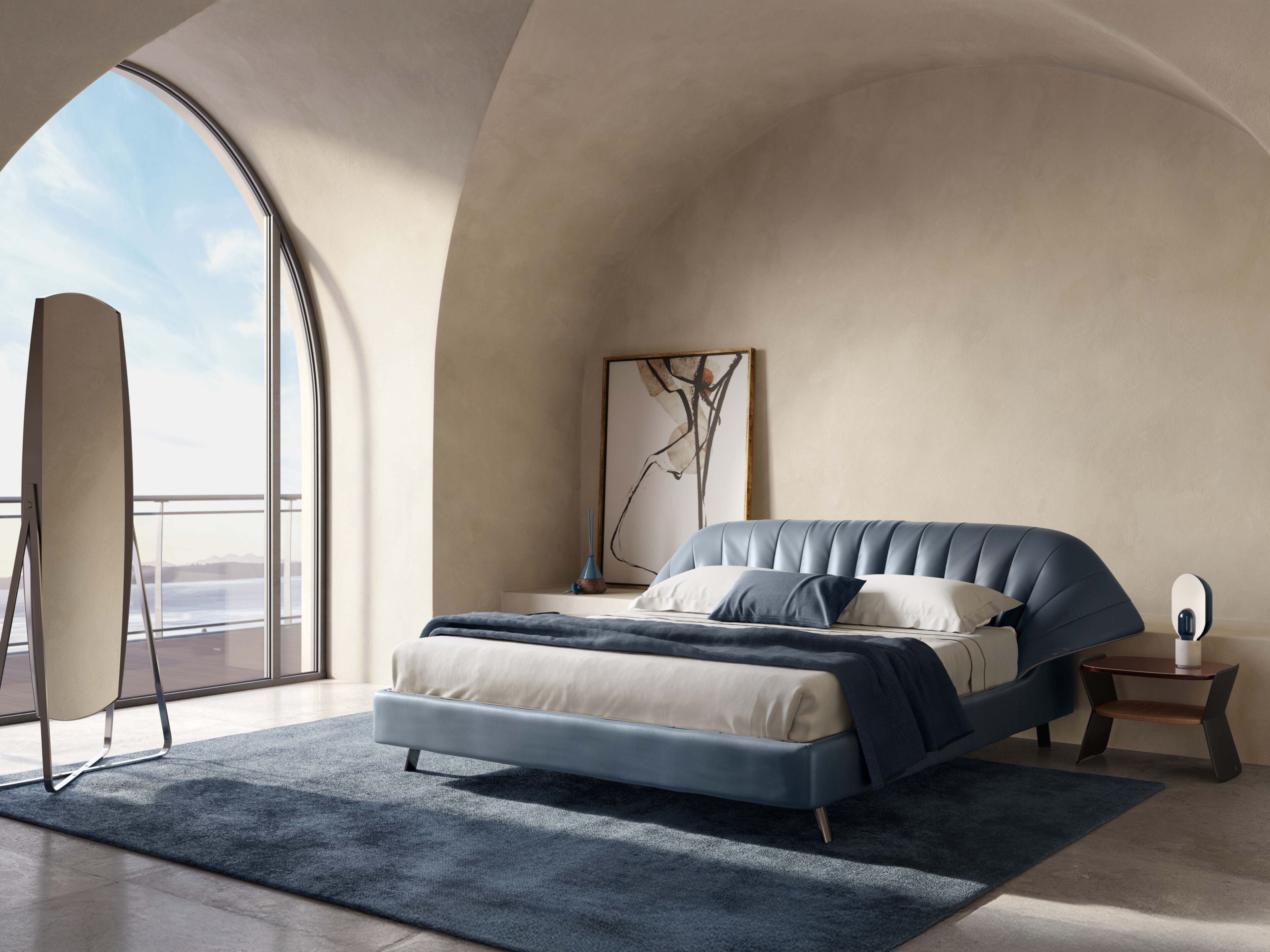 Двуспальная кровать-контейнер с мягким изголовьем Natuzzi Italia CALA ARCH-00076169 - Вид №5